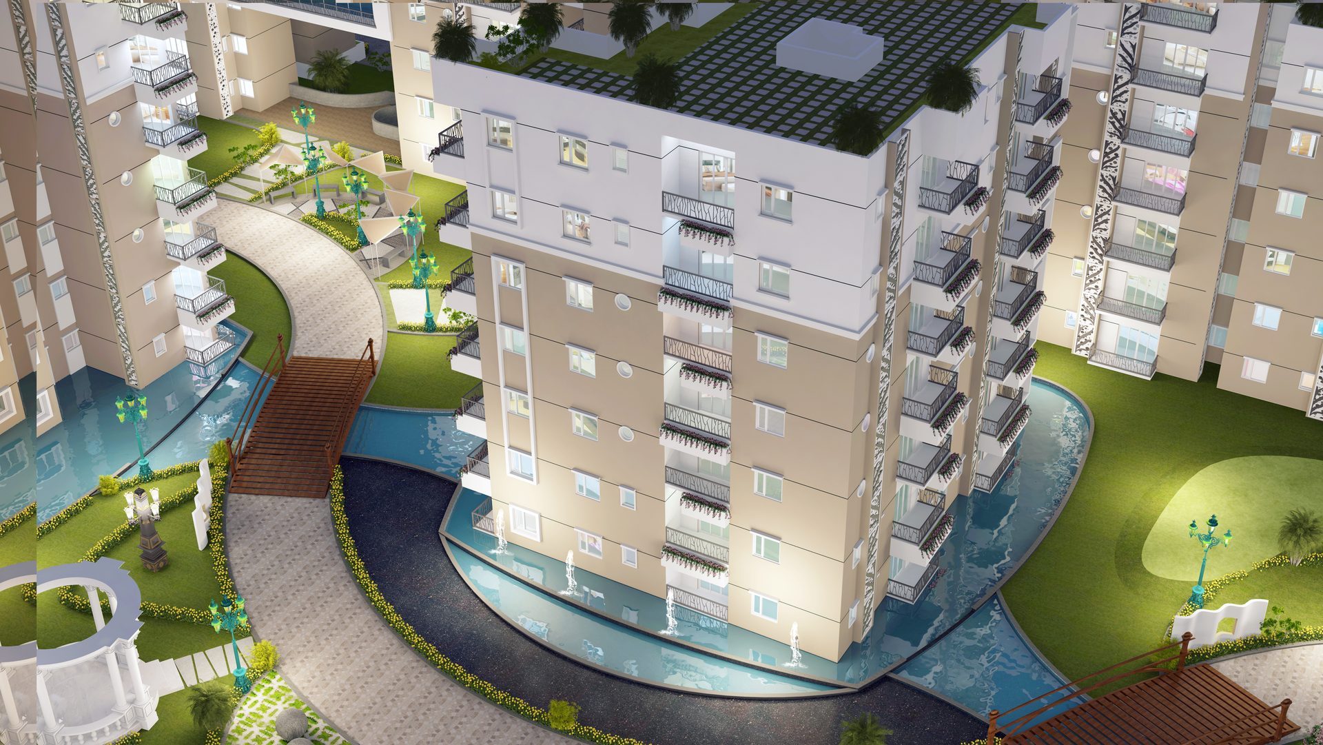 Island Apartments by night
