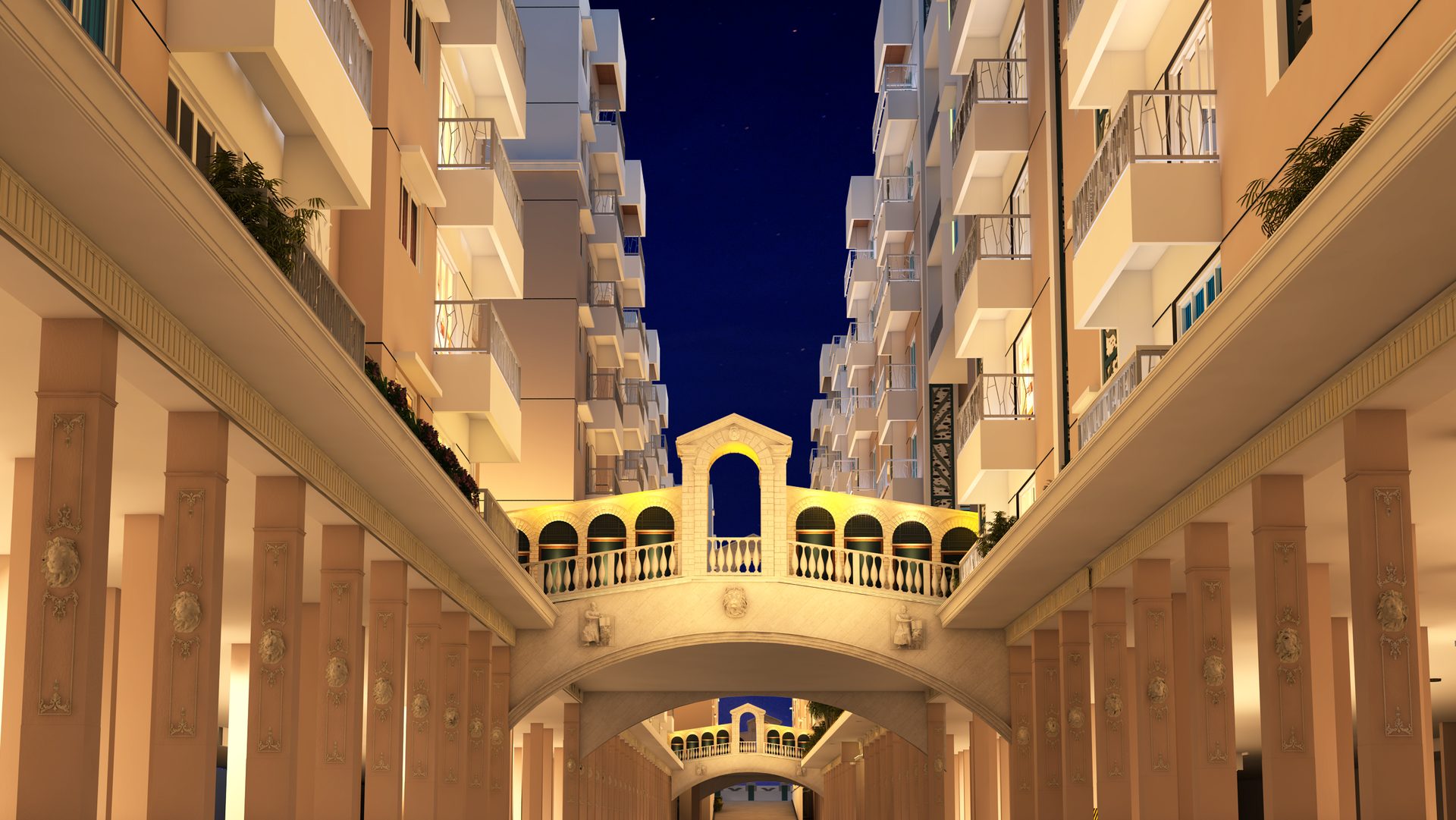 The Rialto walkway between towers